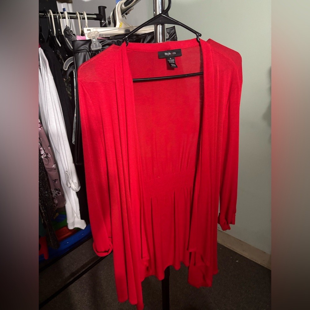 Style & Co. Bold Red Open Cardigan